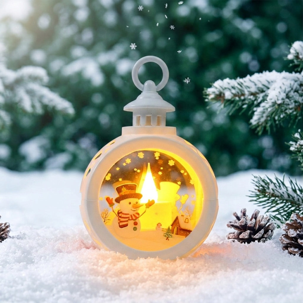 Weihnachtslaterne mit LED-Flamme und festlichem Design