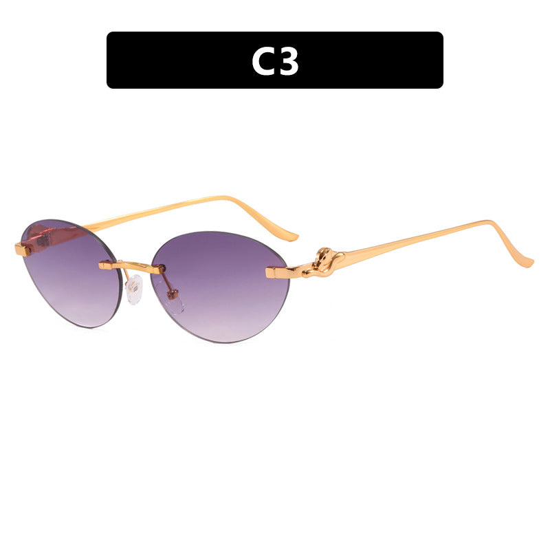 Damen runde Sonnenbrille mit elegantem, halbtransparentem Rahmen und modischen Details Brehn