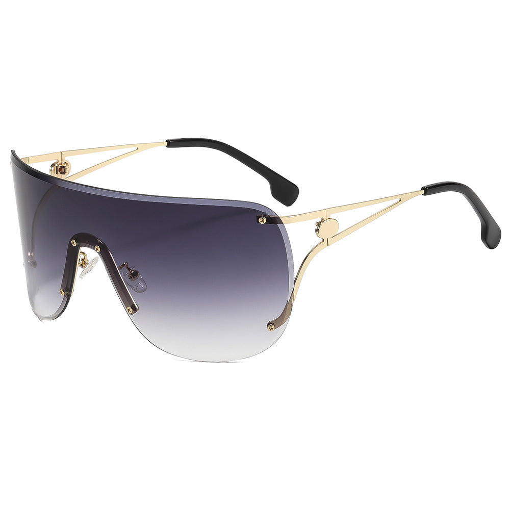 Damen visierartige Sonnenbrille mit elegantem Metallgestell Brehn