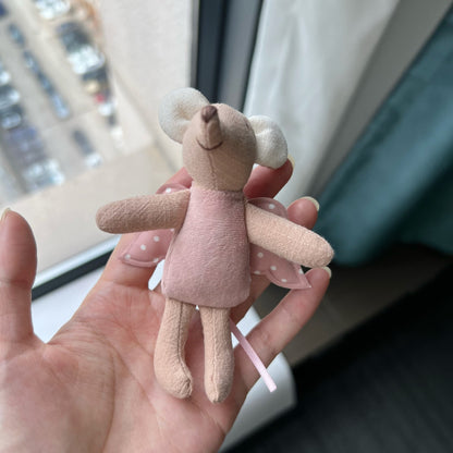 Handgemachte Leinen Lange-Glied-Bunny-Puppe mit gesticktem Karotten-Overalls