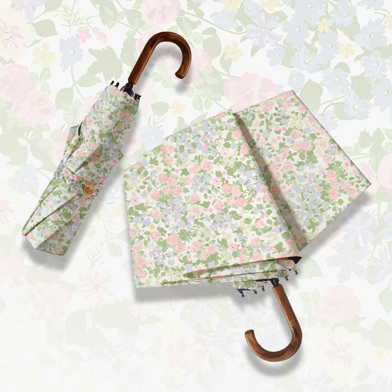 Damen Faltbarer Regenschirm mit exquisitem floralen Design Brehn