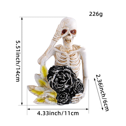 Detaillierte Resin-Halloween-Dekofigur Skelett mit Kontrabass