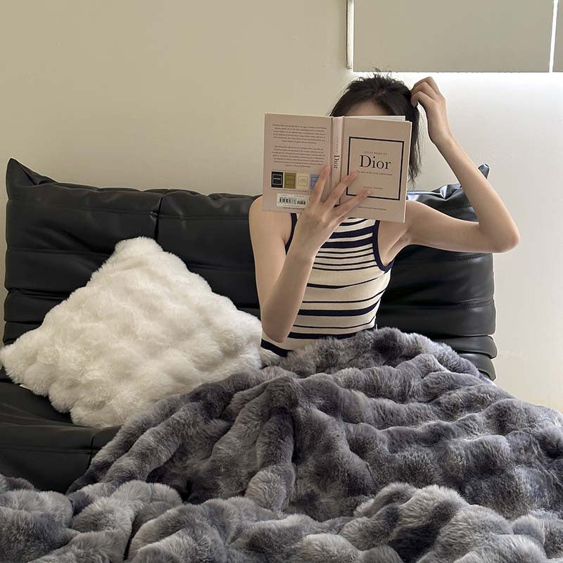 Plüsch Kunstfell Ripp-Decke für Sofa und Bett