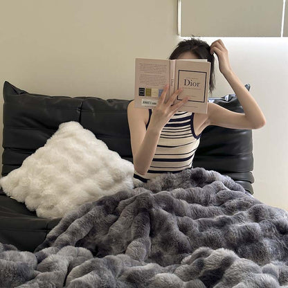 Plüsch Kunstfell Ripp-Decke für Sofa und Bett