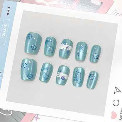 Kunstvolle Künstliche Nägel mit Blumen-Design Brehn