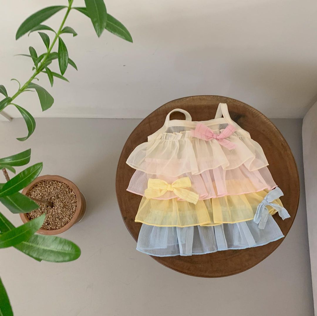 Schichtiger, transparenter Tüll-Harness-Tutu-Rock mit Satin-Akzent