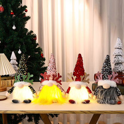 Dekorative Weihnachtsgnom Figur mit LED-Beleuchtung Brehn