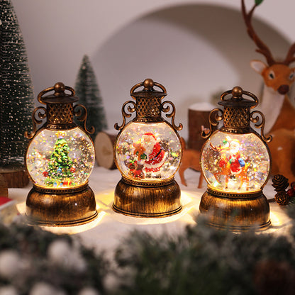 Nostalgische Weihnachtslaterne mit beweglicher Schneemann-Szene Brehn