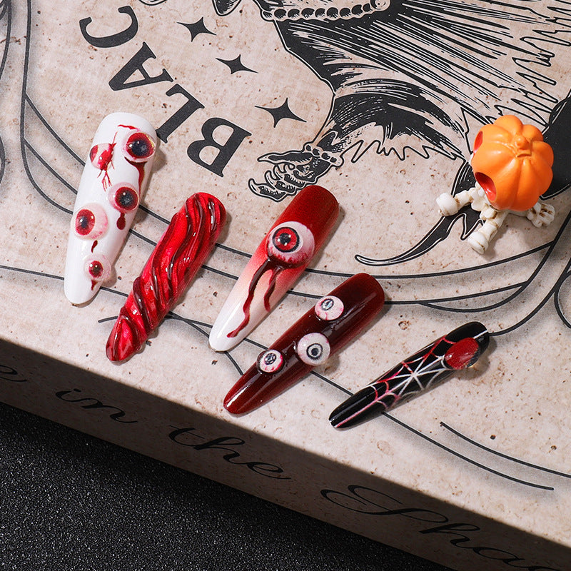 Kreatives Halloween-Themen Press-On-Nagelset Brehn