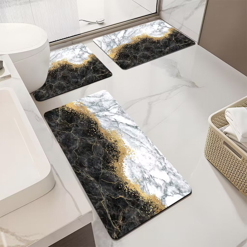 Luxuriöses Marmor-Design Badematten-Set Brehn