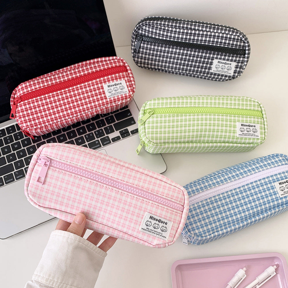 Stylische Gingham Karierten Stiftetui Brehn