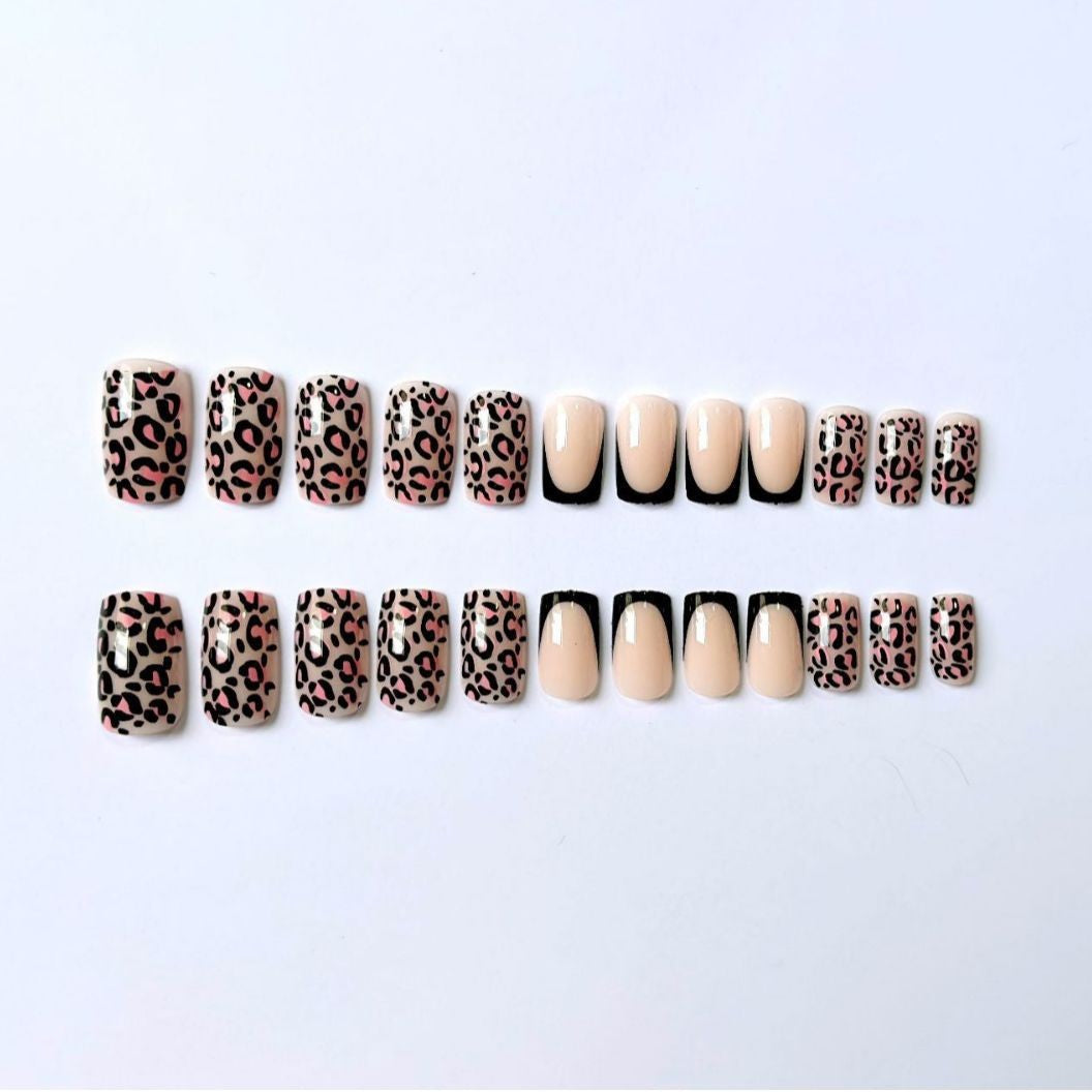Statement Leopardenmuster Nagelkunst Set