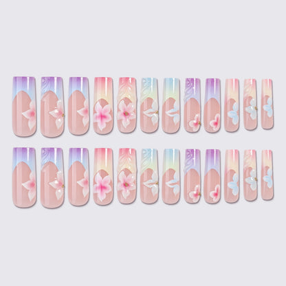 Kunstnagelset mit farbenfrohem Blüten-Design und eleganten Akzenten Brehn
