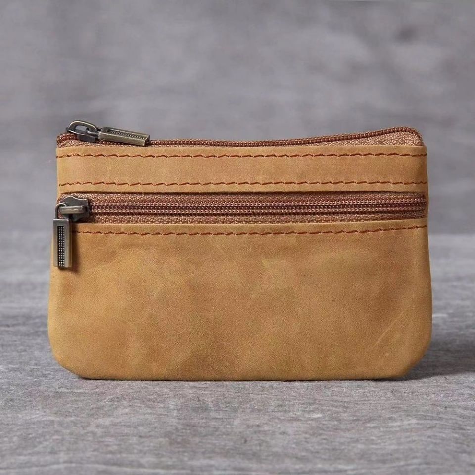Kompakte Leder Reißverschluss-Münztasche Brehn