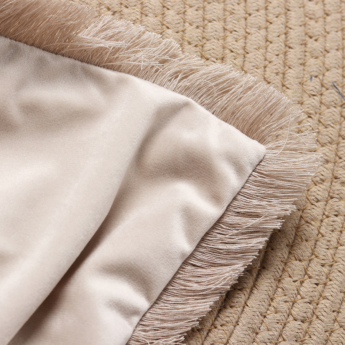 Fringed-Kante Quadrat und Lendenkissen Set