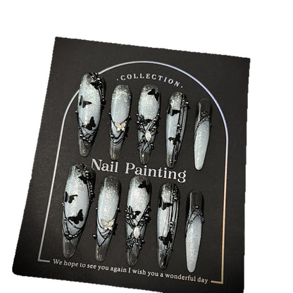 Künstlerisches Schmetterlingsverschönertes Press-On Nagelkunst-Set