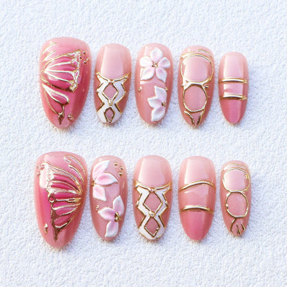 Dekoratives Floral Eleganz Press-On Nail Set