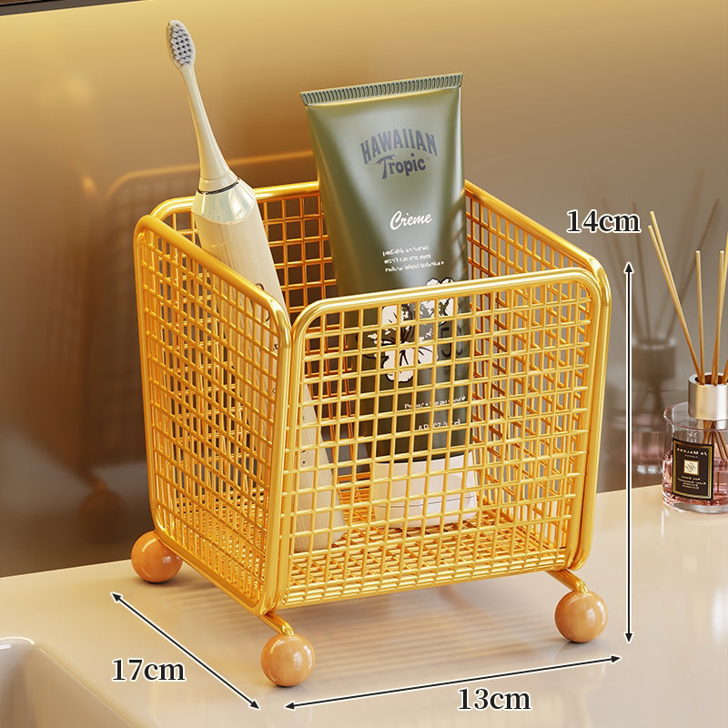 Theke Mesh Badezimmer Organizer Korb mit Holzballfüßen