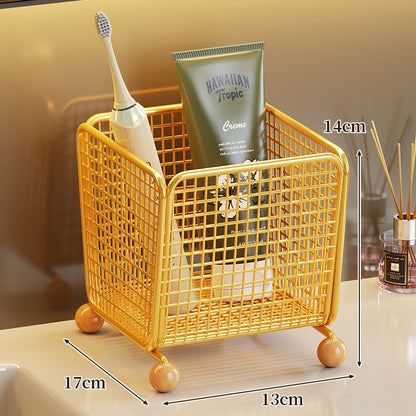 Theke Mesh Badezimmer Organizer Korb mit Holzballfüßen