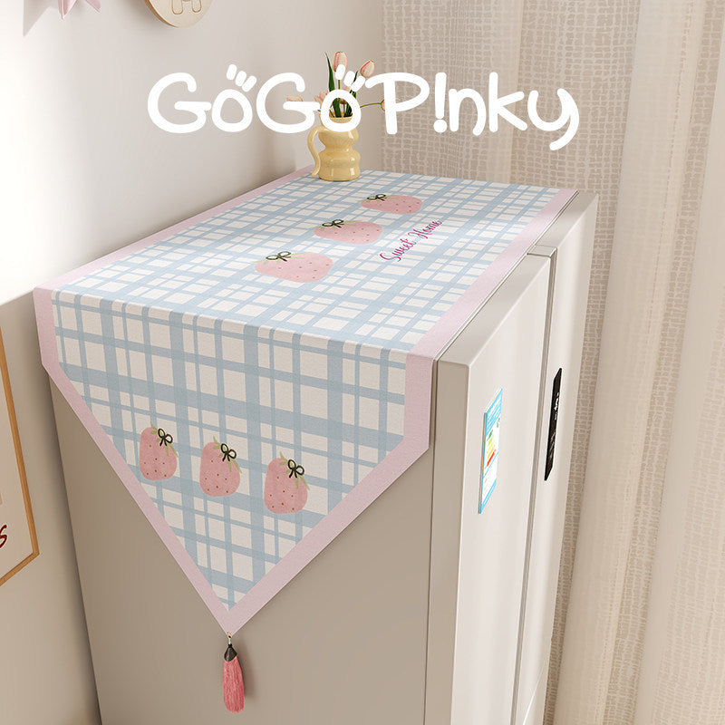 Refrigerator Top Protective Runner Dust Cover with Fruit Motif and Tassel Corners