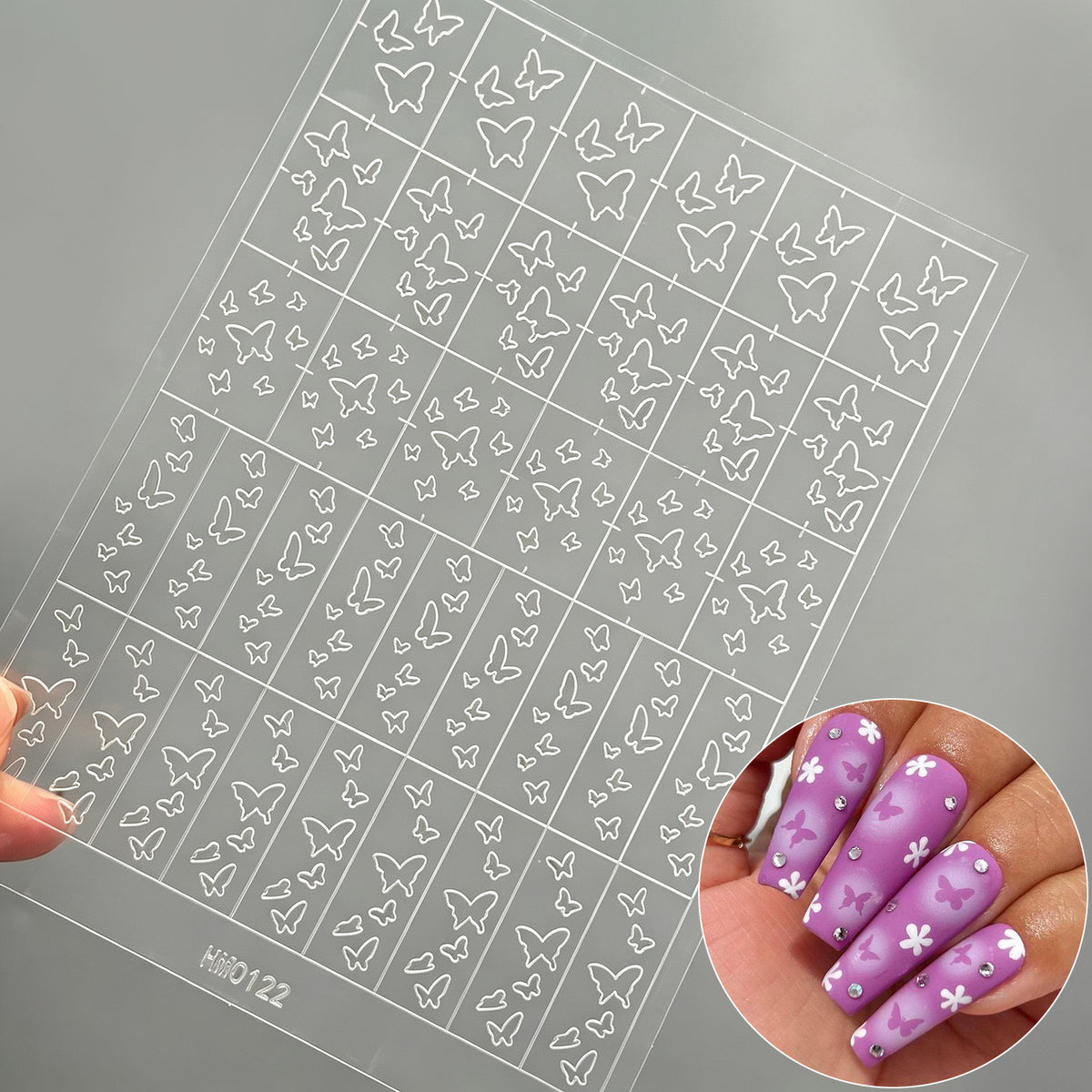 Schmetterlings-Nagelkunst-Schablonenblatt