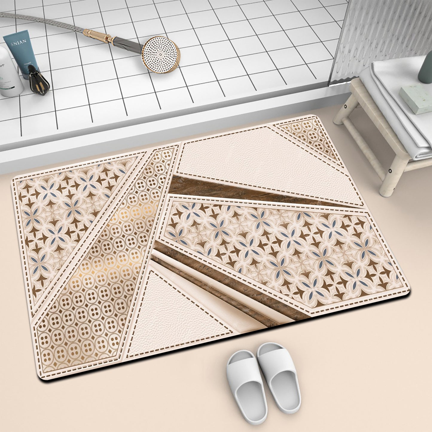Künstlerische Mosaik-Badmatte Brehn