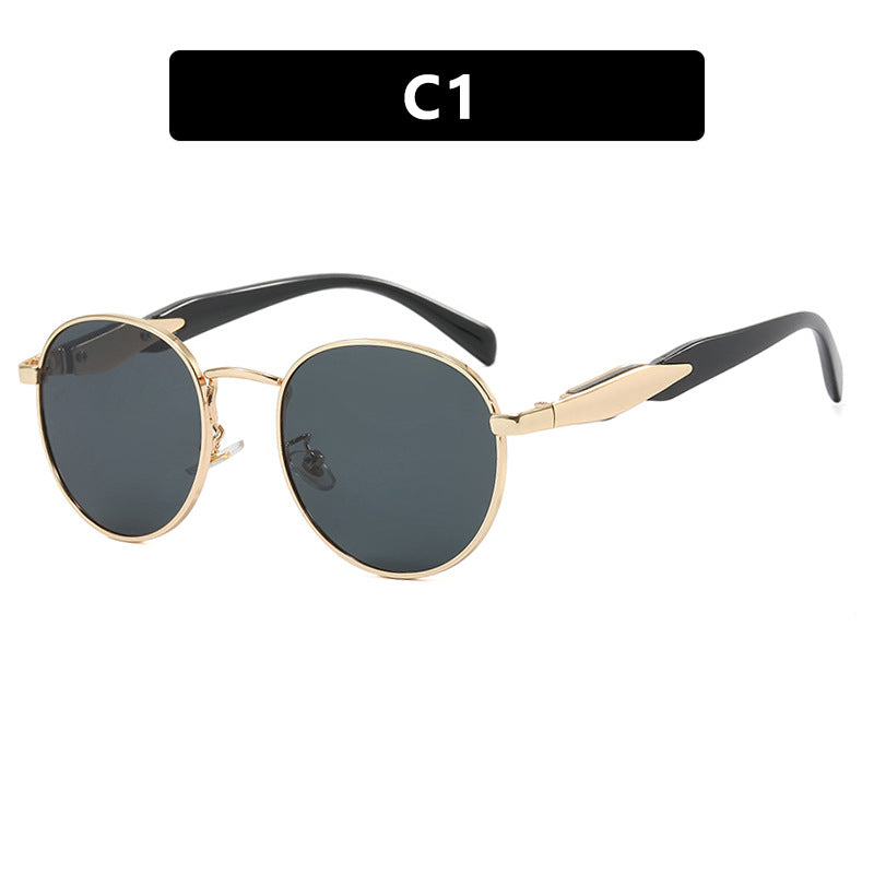 Damen runde Sonnenbrille mit elegantem, goldenen Rahmen und UV-Schutz Brehn