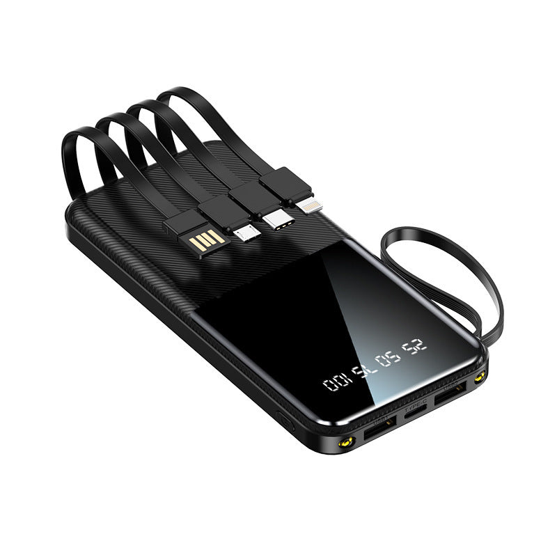 Tragbare Powerbank mit Multifunktionalem Anschluss und Integrierten Ladekabeln Brehn