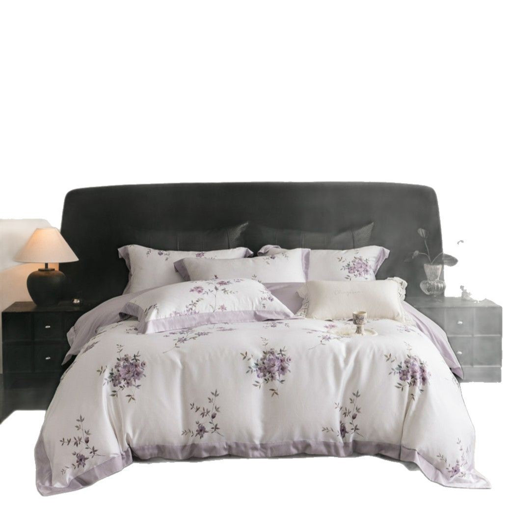Luxus Aquarell Floral Gebürstet Mikrofaser Bettbezug Set mit Paspelbesatz
