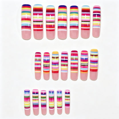 Bunte gestreifte Nagelkunst Tipps Brehn