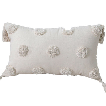 Bohemian tufted Baumwolle Lendenkissen mit clusterfringe Textur und Eckenquasten
