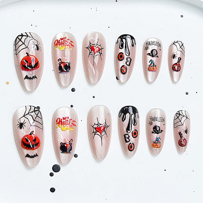Künstlerisches Press-On-Nagelset mit Kirschblütenmuster Brehn