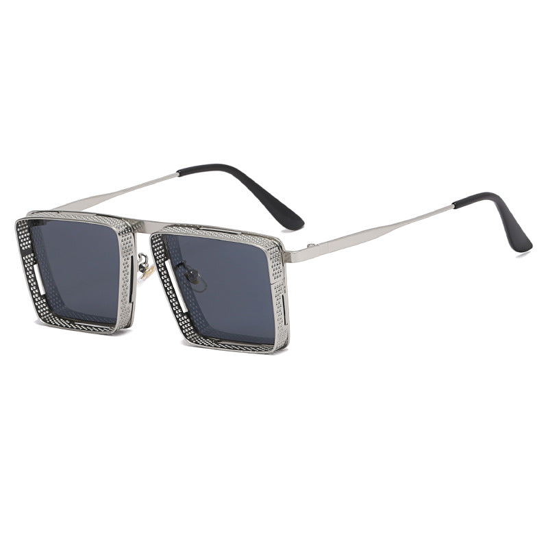 Damen extravagante quadratische Sonnenbrille mit durchbrochenem Rahmen Brehn