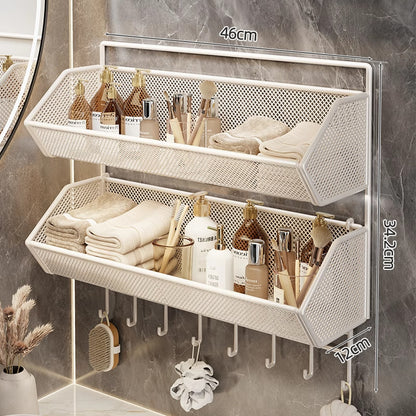 Wandmontierter Mesh-Badezimmer-Organizer-Regal