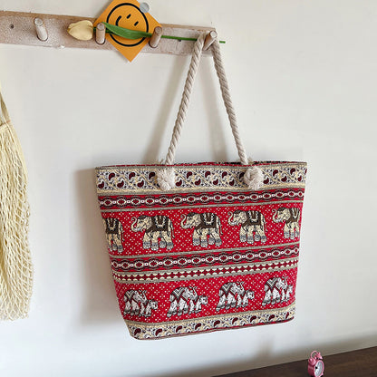 Gestreifter Canvas Strandtasche