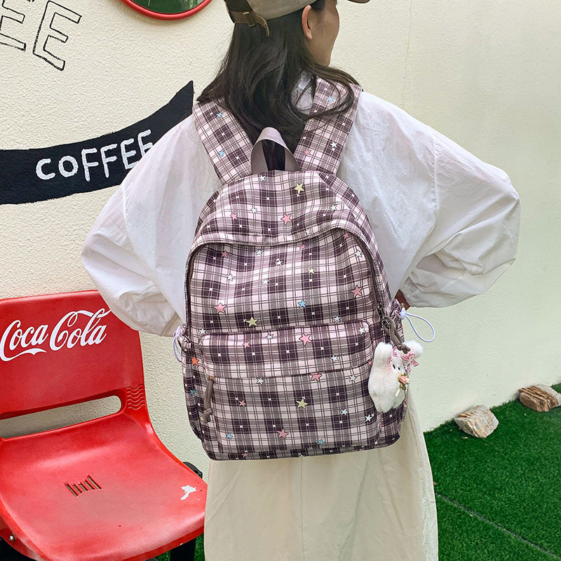 Stylischer Mehrfach-Taschen Karo Rucksack Brehn