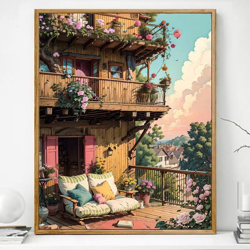 Gemütlicher Balkon Kunstdruck Brehn
