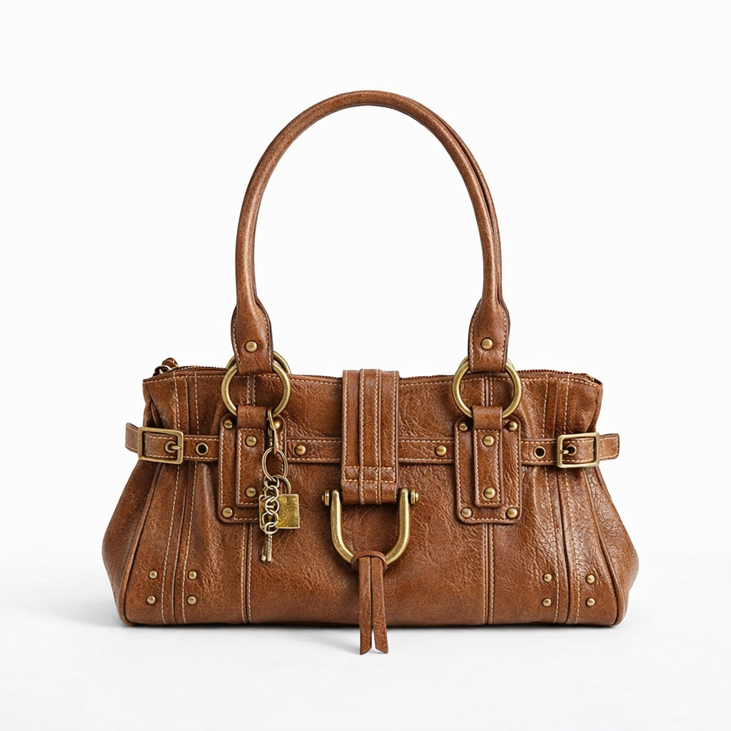 Elegante strukturierte Lederhandtasche