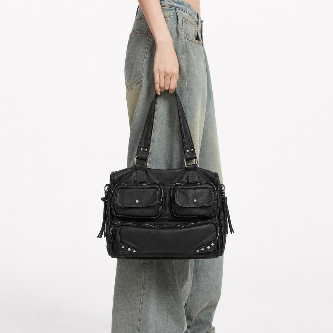 Multitaschen-Leder-Satteltasche
