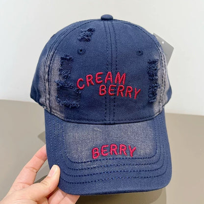 Frauen Verwaschene Denim Baseballmütze Brehn