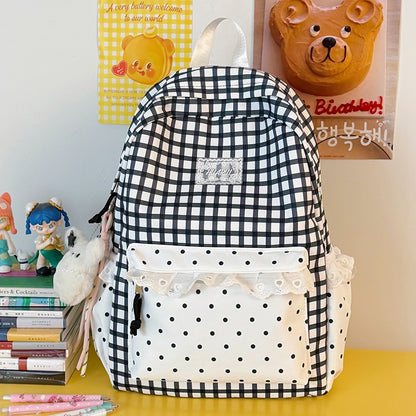 Stylische Gingham-Print Freizeit Rucksack Brehn