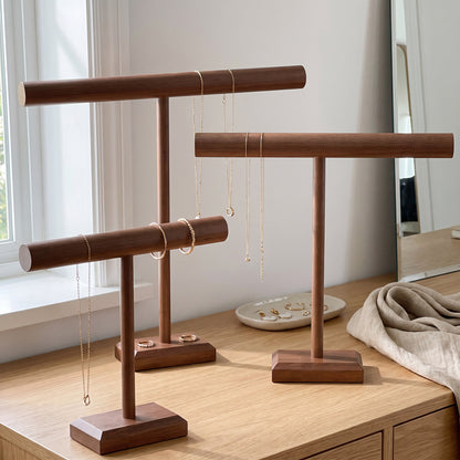 Massivholz T-Bar Schmuck Organizer Stand