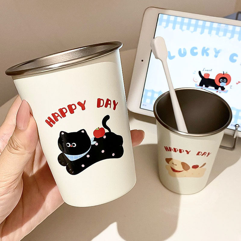 Edelstahl Trinkbecher mit Fröhlichem Hunde-Motiv Brehn