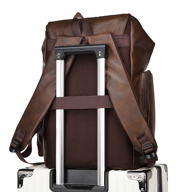 Vintage Stil Leder Rucksack Brehn