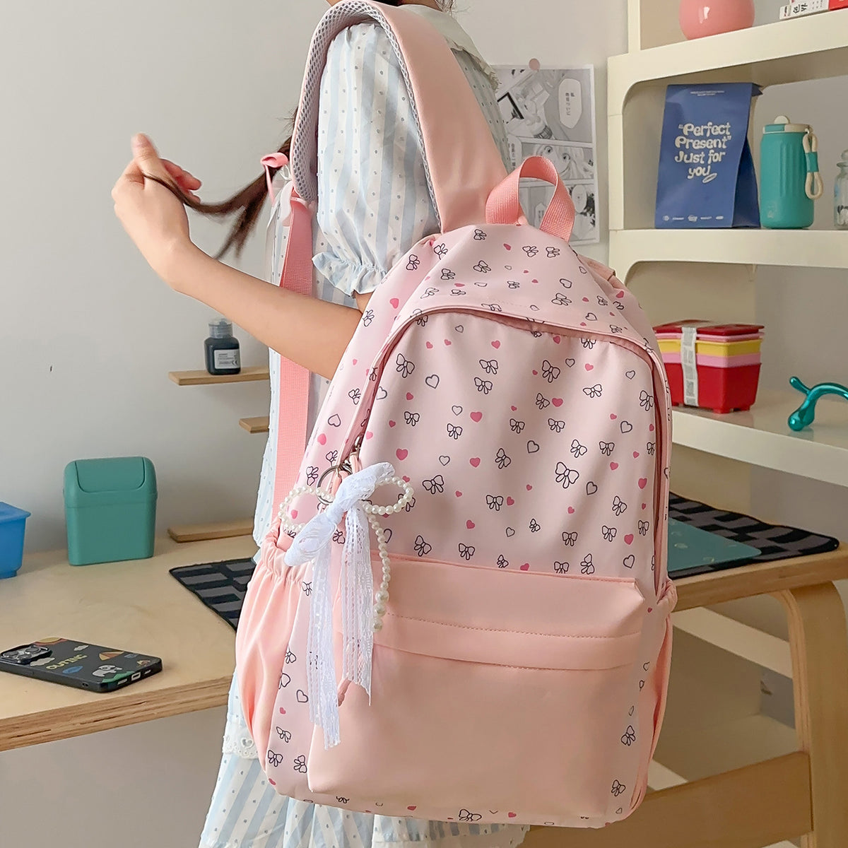 Stylischer Herz-gedruckter Rucksack Brehn
