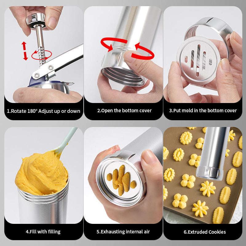 Stainless Steel Cookie Press and Dough Extruder Kit