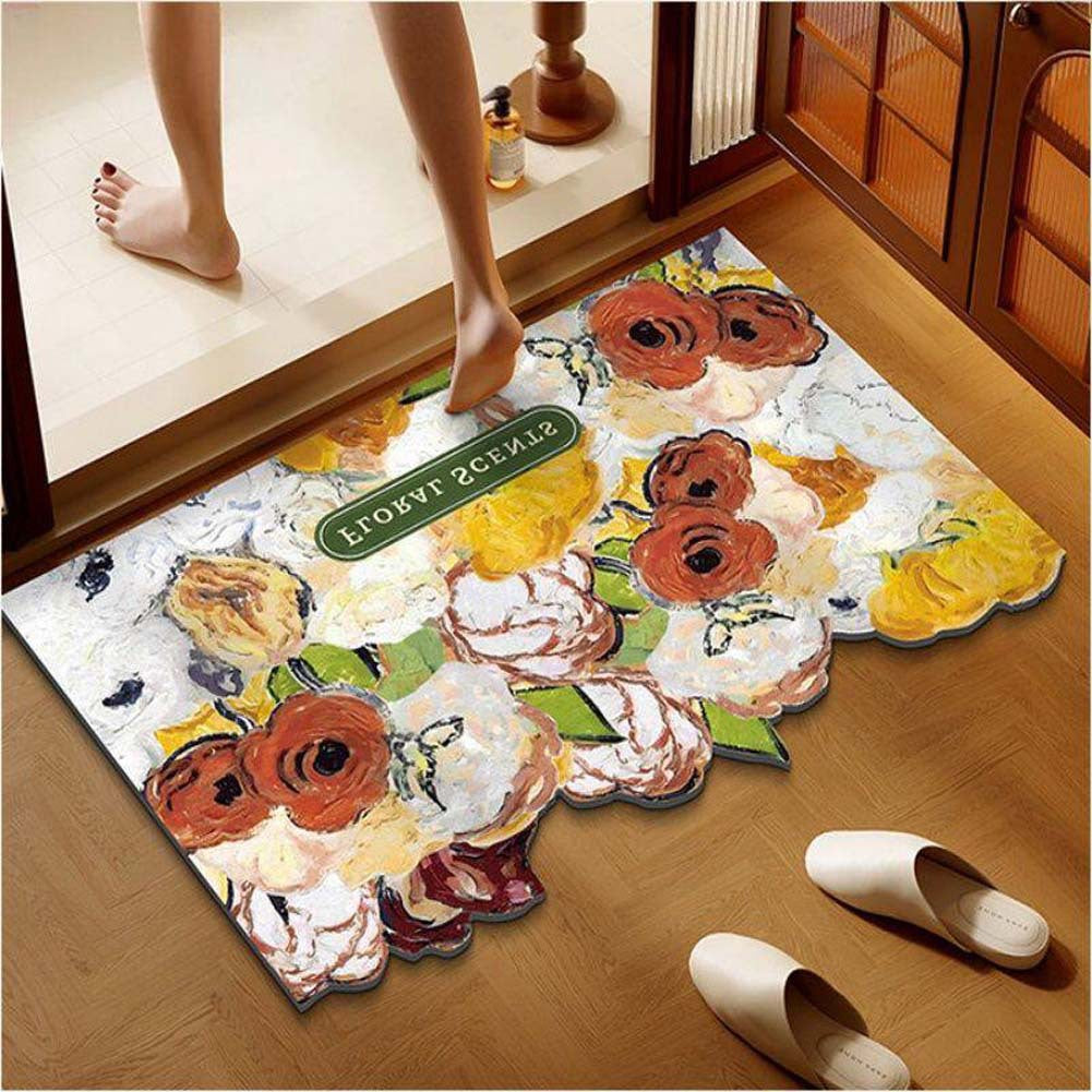 Blumenmotiv rutschfester Badezimmerteppich Brehn
