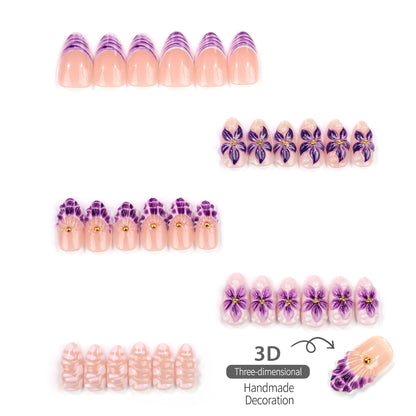 Blumige Eleganz Premium Press-On Nagelkunst