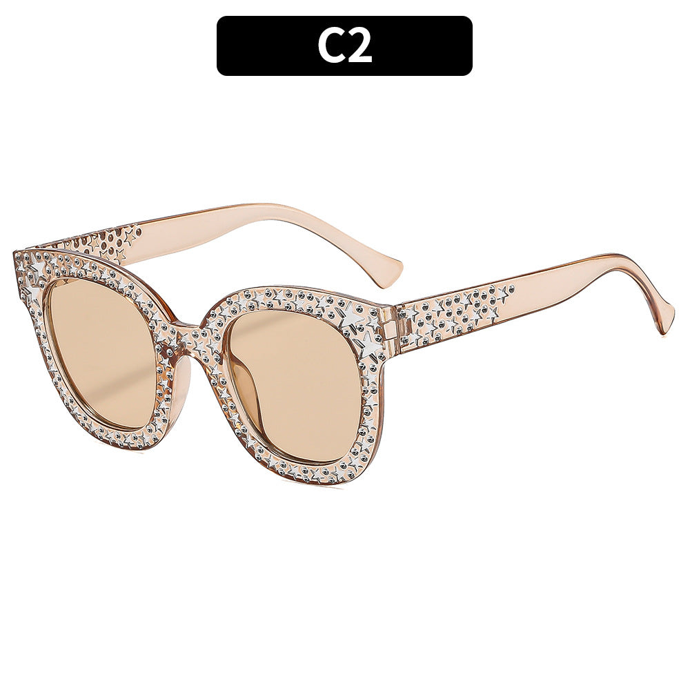 Elegante mit Strass verzierte Katzenaugen-Sonnenbrille