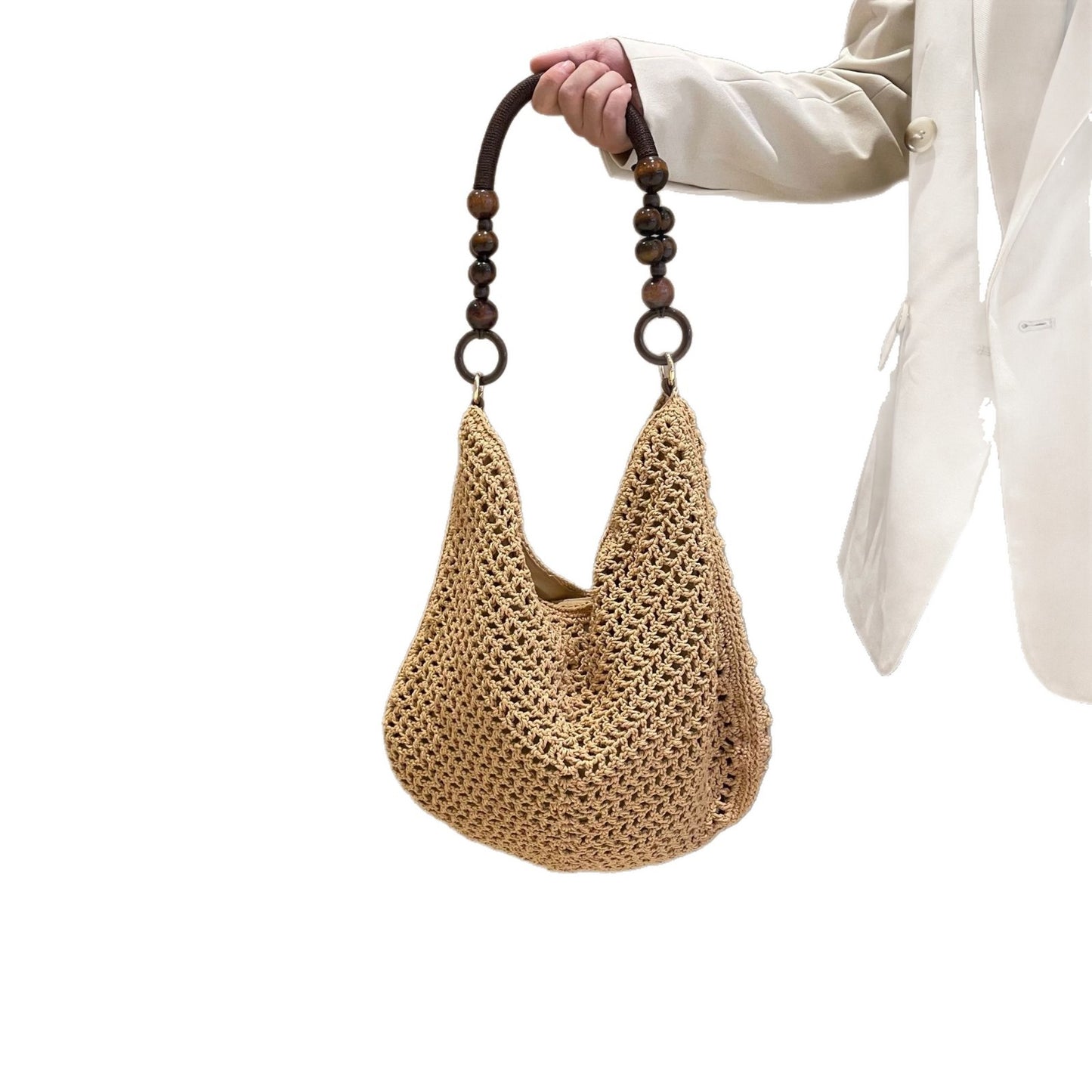 Handgeknüpfte Tasche mit Holzgriffen Brehn